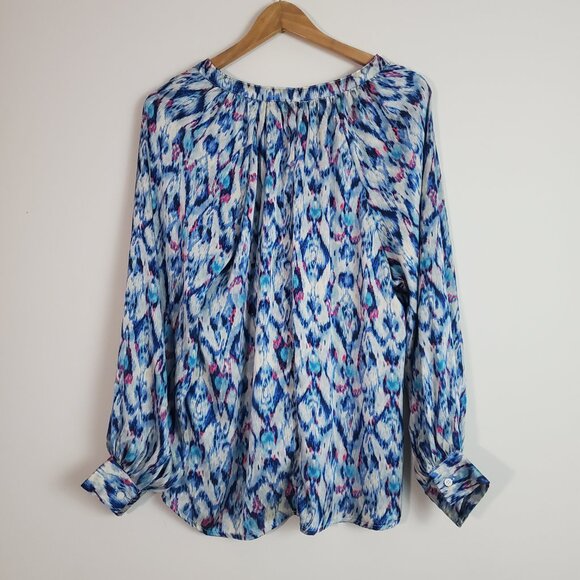 Hazel Hazel Hazel Top Medium Blue Abstract Ikat Boho Maximalist Popover Artsy - Picture 6 of 12